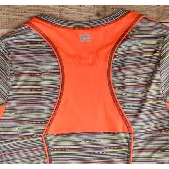Fila Activewear Sportswear Grey Striped Fitted Running Top Shirt MEDIUM Sporty - Picture 4 of 9